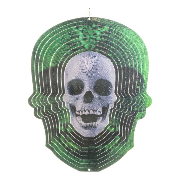 Green skull wind spinner 30cm