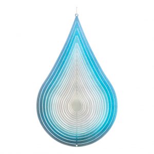 Silver blue drop wind spinner 30cm