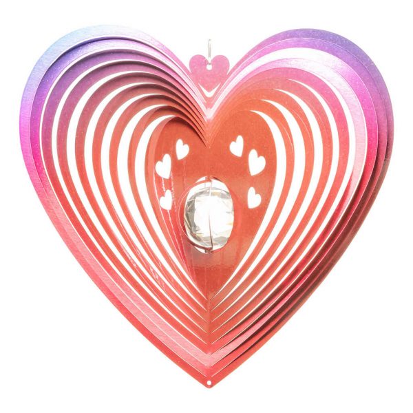 Red crystal heart wind spinner 30cm