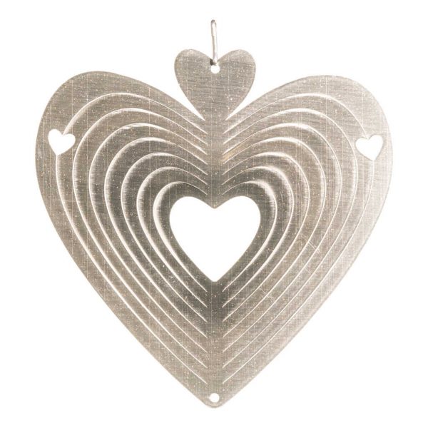 Silver heart wind spinner 15cm