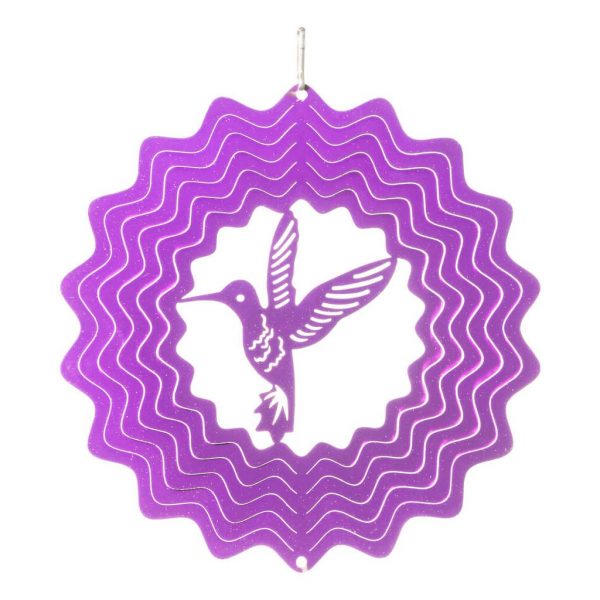 Purple hummingbird wind spinner 15cm