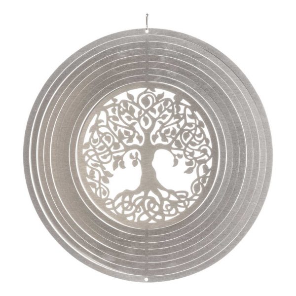 Silver Tree of Life wind spinner
